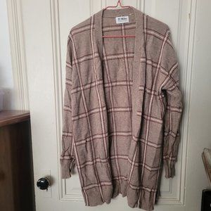 27 Miles 100% Cashmere Open Plaid Cardigan